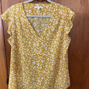 XXL Yellow Ari Flutter Sleeve Blouse
